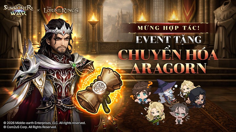 Com2uS triển khai sự kiện Chuyển Hóa Aragorn nhân dịp hợp tác “Summoners War X The Lord of the Rings