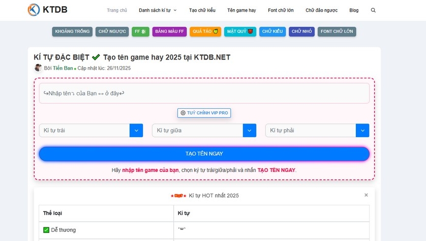 Website Tạo Ký Tự Đặc Biệt Mà Game thủ nào cũng nên biết?