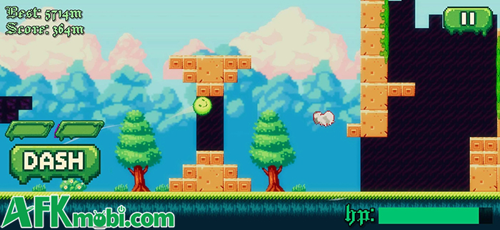 Cố gắng cho chú slime nhỏ di chuyển xa nhất có thể trong game SlimyLeap