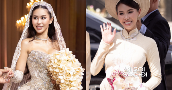 Điều Tiên Nguyễn cài cắm trong 2 bó hoa cưới đắt đỏ