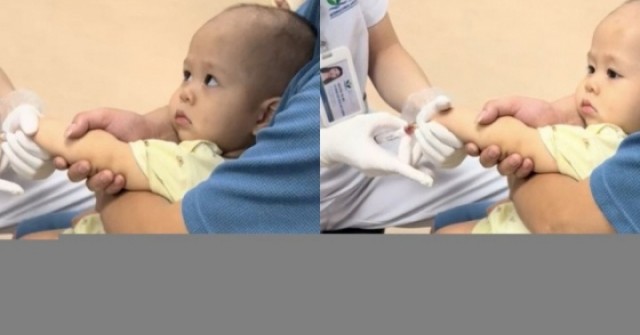 Clip em bé dũng cảm 'lườm' bác sỹ khi lấy máu khiến dân mạng cười bò