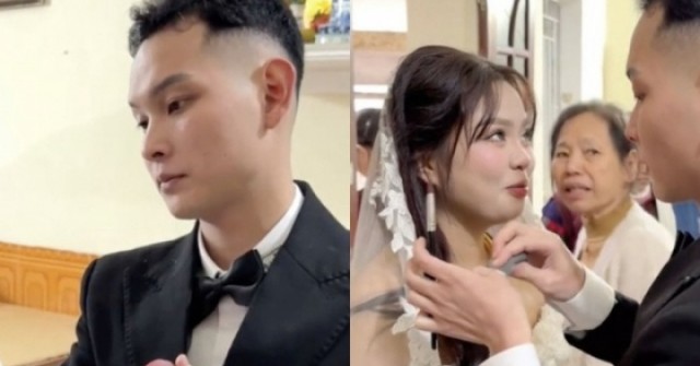 Cảnh chú rể tự tay trang điểm cho vợ trong ngày cưới khiến dân mạng 'tan chảy'