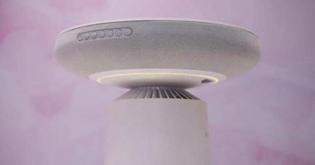 Máy lọc không khí tích hợp loa di động 30W, mặt bàn sạc không dây Qi