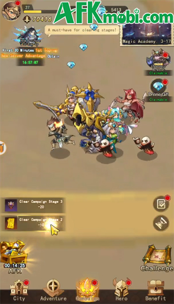 Tập hợp các anh hùng để bảo vệ lục địa trước bóng tối trong Rookie to Legend: Idle RPG