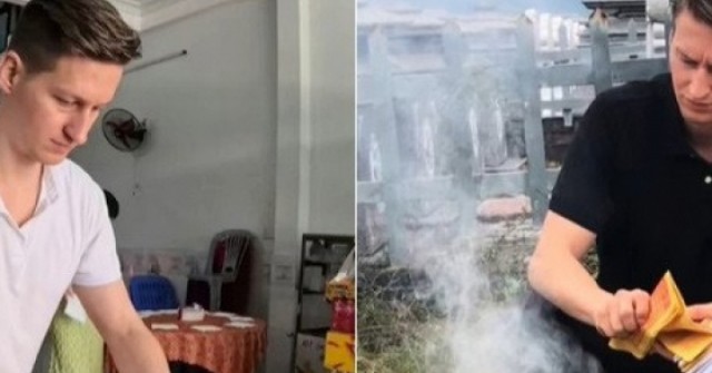 Chàng rể Đức 2 năm đón Tết Việt, thành thục sắp mâm cúng, tảo mộ, hóa vàng