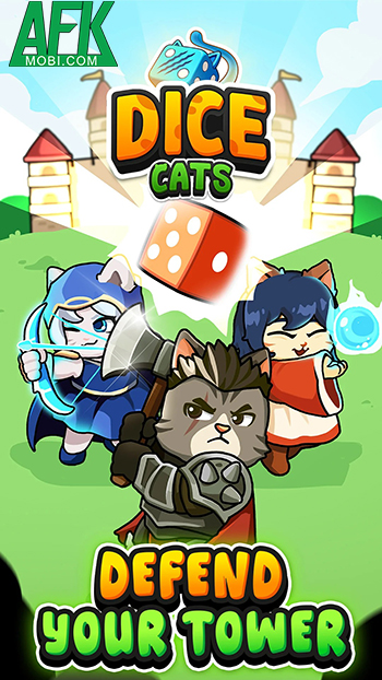 Cùng những anh hùng mèo phòng thủ trước bọn kẻ thù, quái vật tại game Dice Cats
