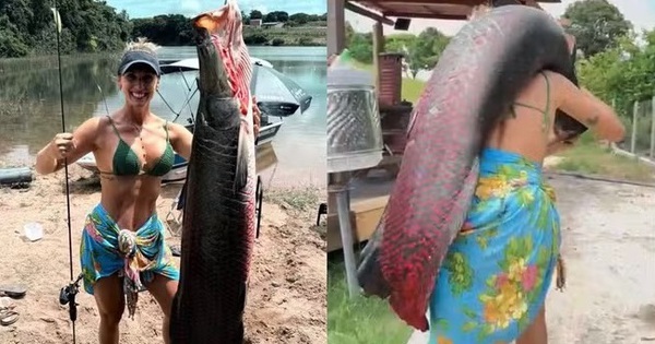 Người phụ nữ câu được con cá khổng lồ nặng 65kg trên sông