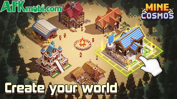 Mine Cosmos game mô phỏng chiến thuật với phong cách đồ họa khối hộp của Minecraft