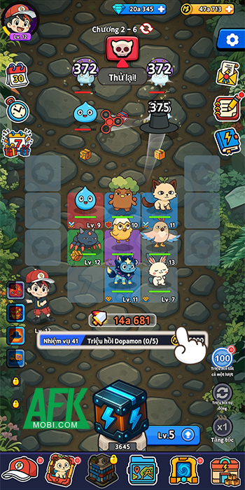 DopaMon game nhàn rỗi kết hợp mở rương với chủ đề được lấy cảm hứng từ Pokémon