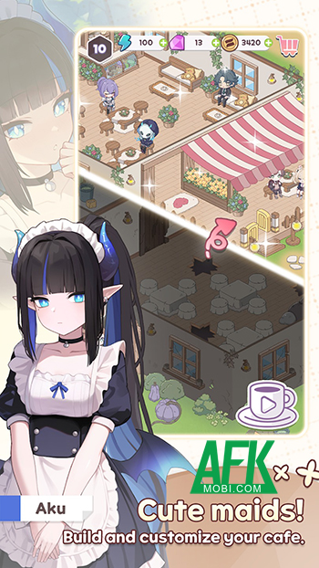 Điều hành quán cà phê cùng các cô nàng phục vụ hầu gái tại game Merge Maid Cafe – Isekai Story