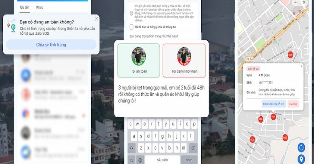 Cách gửi định vị nơi cần cứu hộ cho người dân vùng lũ qua Zalo