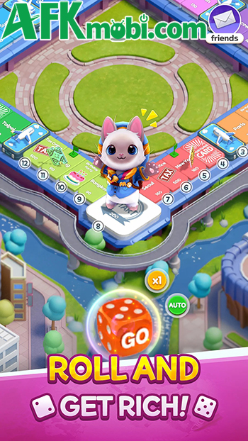 Kiếm tiền xây dựng các công trình thông qua việc tung xúc xắc với game LINE GetRich GO
