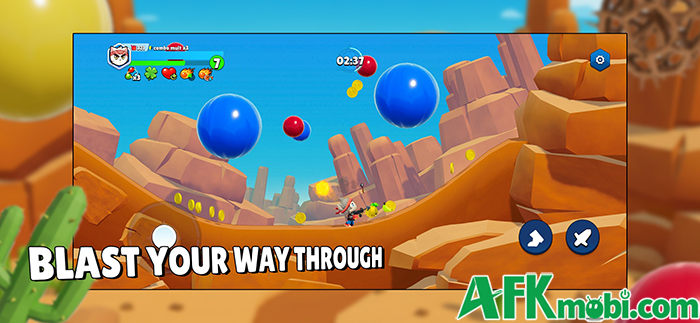 Bubble Blasters cho người chơi điều khiển nhân vật bắn nổ những quả bong bóng