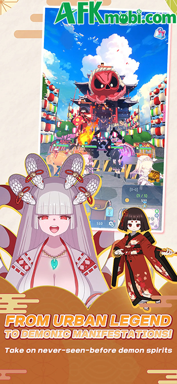 Tập hợp đội nữ sinh chibi tiêu diệt bọn ma quỷ trong game Ayakashi Rise: AFK Demon Hunt