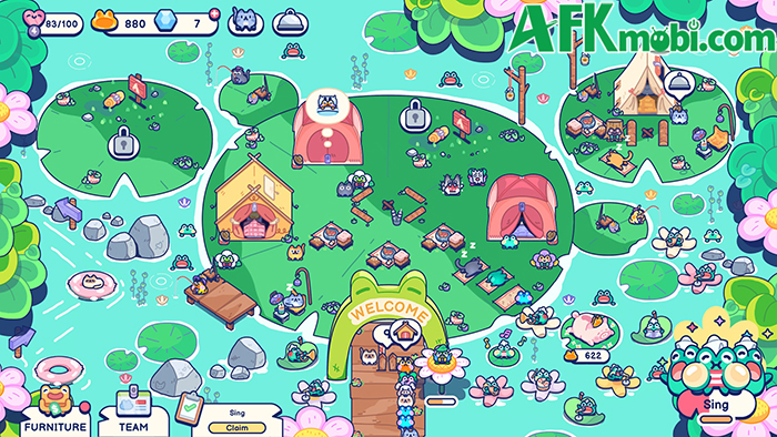 Trợ giúp chú ếch nhỏ biến ao của bản thân thành khu cắm trại tại game Pond Pals