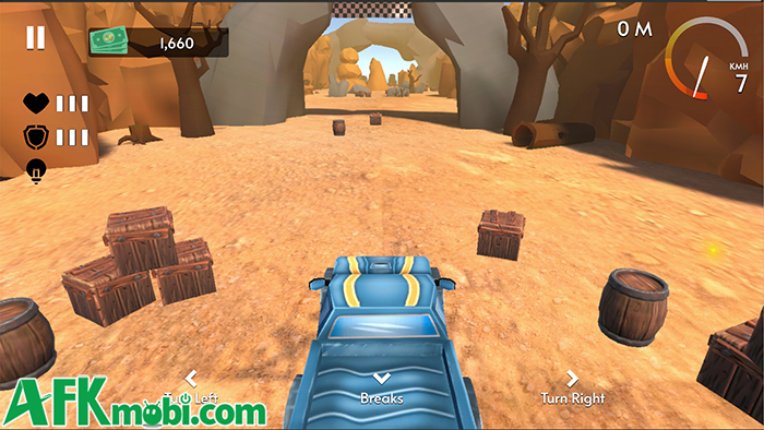 Điều khiển xe phá hủy lẫn tránh các chướng ngại vật trong game casual Path Rider