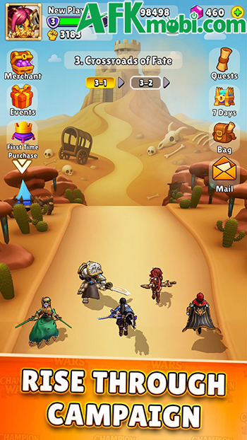 Champion Wars game đấu tướng màn hình dọc lấy chủ đề fantasy Trung Cổ