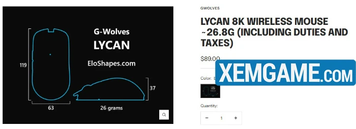 Lycan 8K - chuột gọn nhẹ với 28 grams