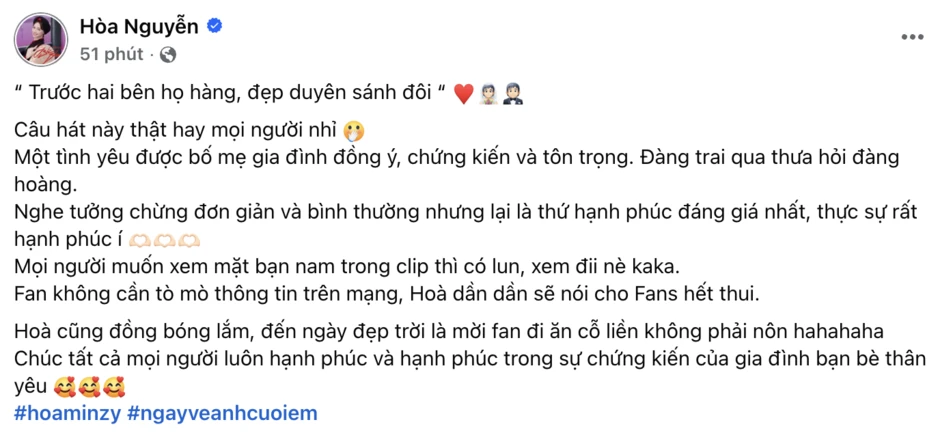 Hòa Minzy công khai ra mắt bạn trai mặc quân phục, đã được gia đình đồng ý Hòa Minzy công khai ra mắt bạn trai mặc quân phục, đã được gia đình đồng ý